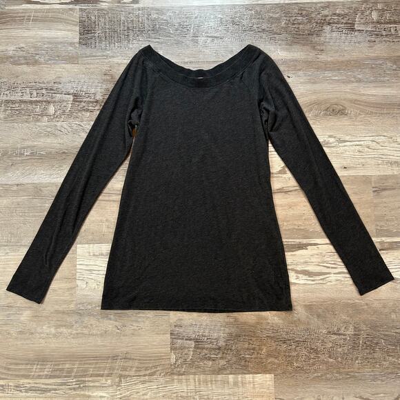 Vince Long Sleeve Tee Charcoal Cotton Blend Lightweight Stretch Minimalist M - Picture 1 of 6